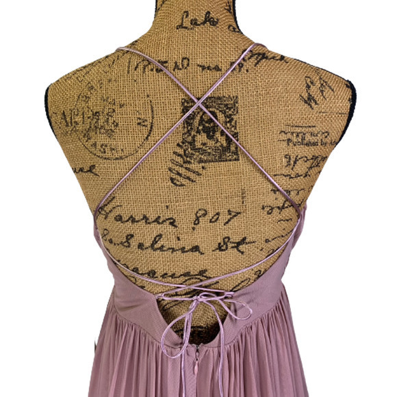 TOBI Taupe Abegayle Plunging Lace-Up Maxi Dress - NWT - Picture 9 of 14